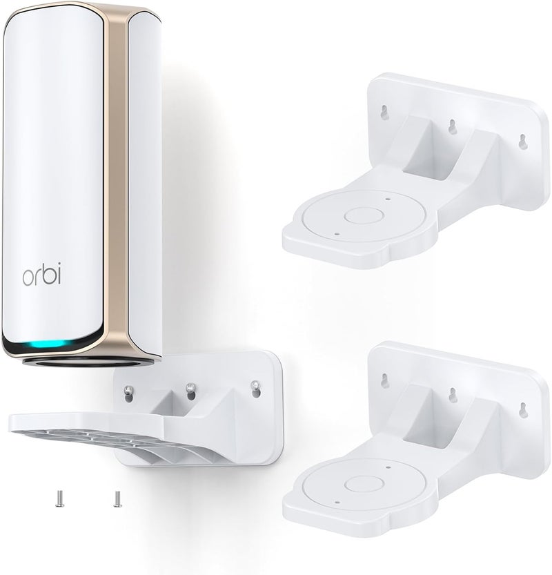 SURVADV Wall Mount for Orbi WiFi 7 Router - Compatible with Orbi 970, 870, 770 Series & Nighthawk Wi-Fi 7 Mesh Systems, Orbi Secure Bracket Holder for Save Space & Boost Signal (RBEWMB-10000S) (White, 2-Pack) - Image 1